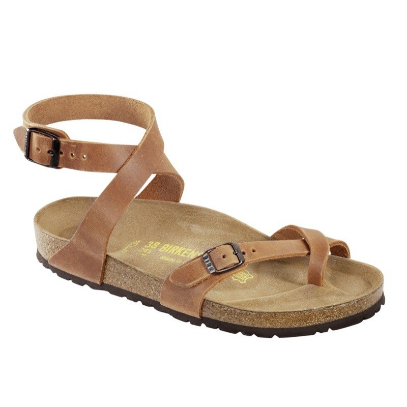Birkenstock Yara Sandals natural leather regular or narrow brown ...
