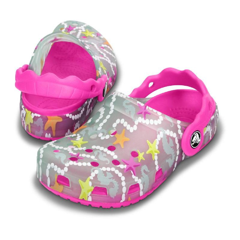 pink translucent crocs